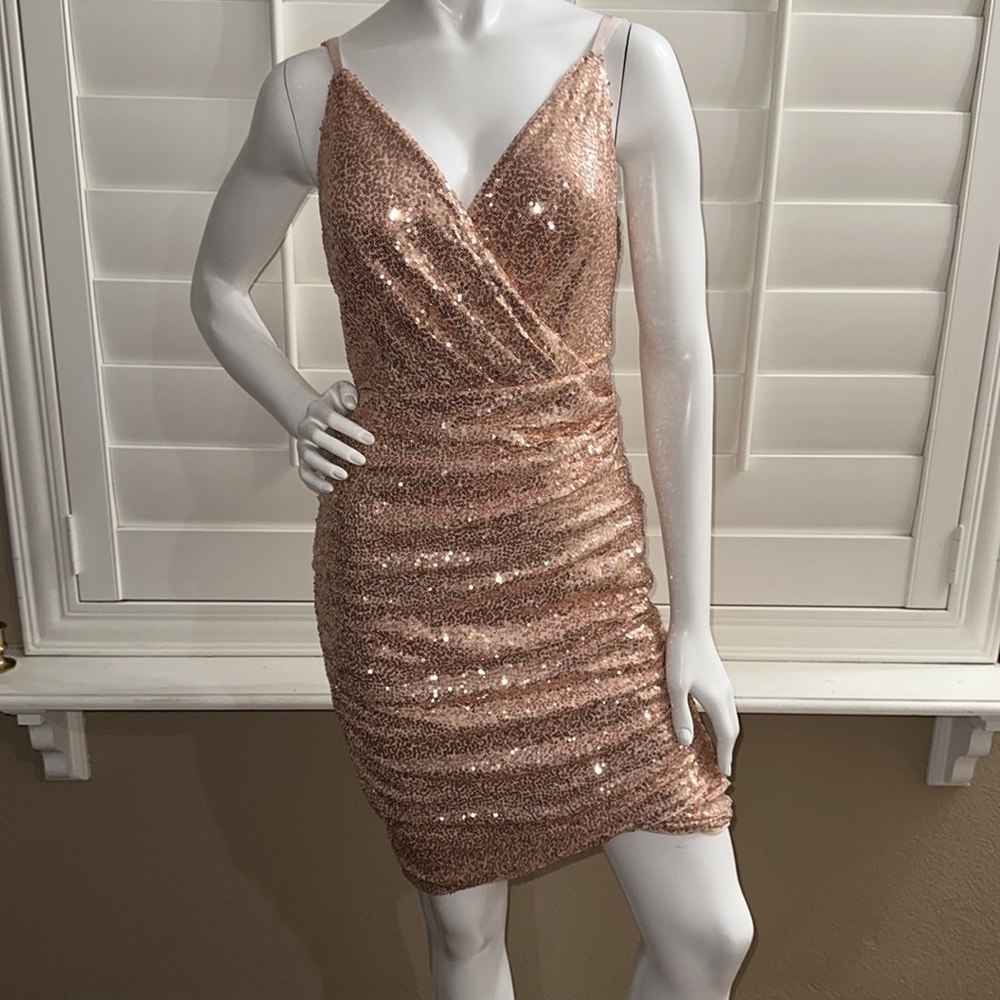 Grace Karin Sexy Sequin Sparkly Ruched Wrap V-Neck Cocktail Dress